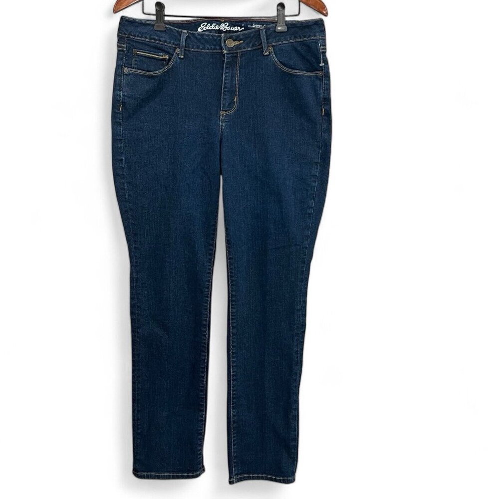 Eddie Bauer Jeans Womens Size 12 Blue Denim Curvy Straight Mid Rise Casual